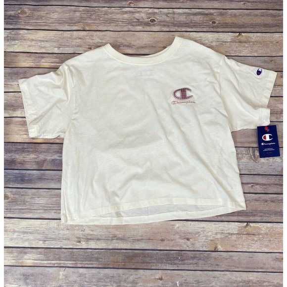 Champion  the cropped graphic lightweight tee natural Size M - Picture 1 of 4